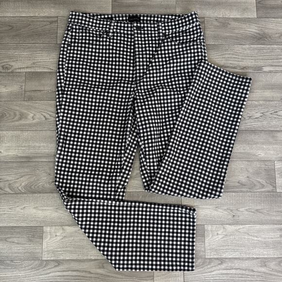 Talbots Check Pattern Corduroy Straight Leg Pants Black White sz 12 - Picture 1 of 6